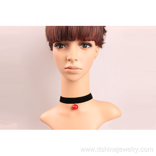 Black Velvet Neck Choker With Big Pearl Pendant Necklace